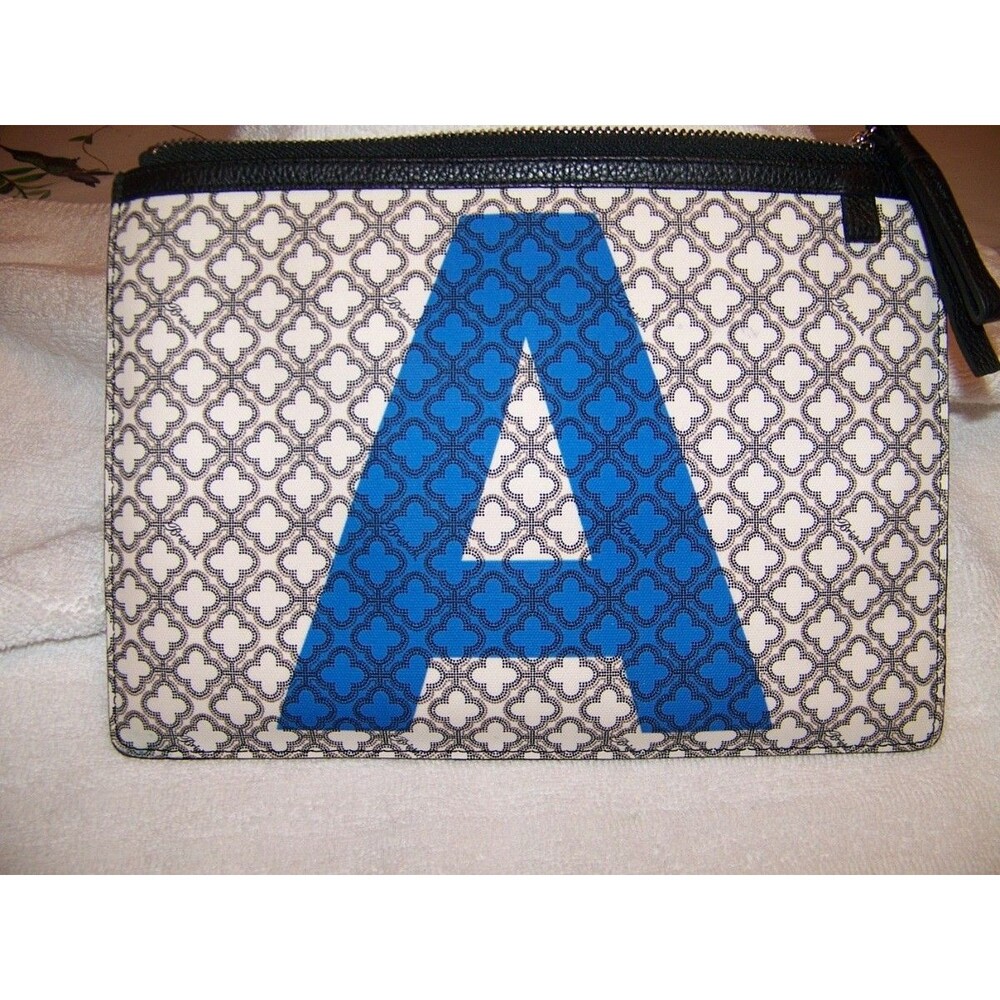 Brighton Initial “A” Crossbody Bag Convertible Purse Black White Blue Monogram - Picture 3 of 6